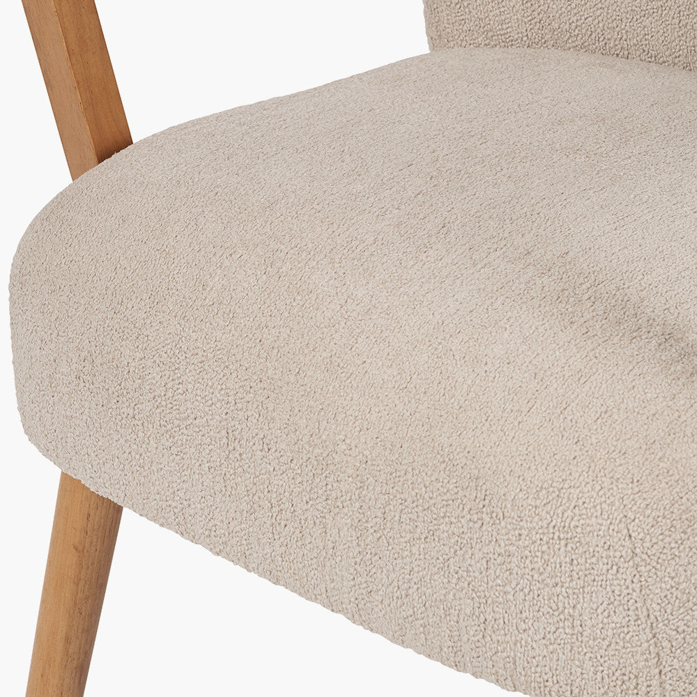Sennori Taupe Teddy Fabric & Rubber Wood Occasional Chair